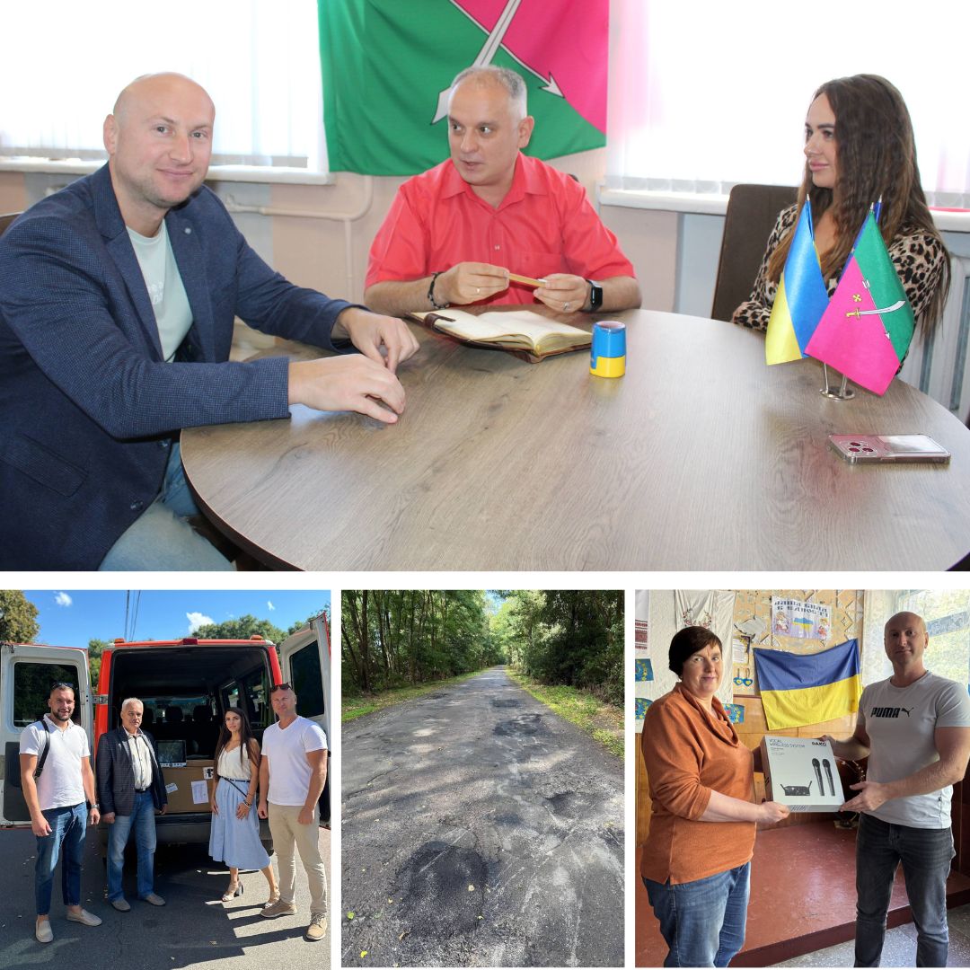 Фотографія Ю.Стальниченко та В.Костенко під час зустрічі - вгорі, внизу приклади співпраці